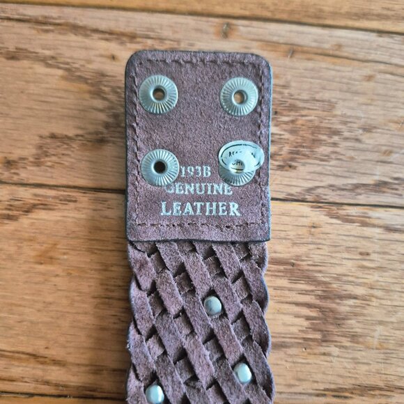 Leather Braided Cuff Bracelet w/ Rhinestone Flower - Picture 8 of 10